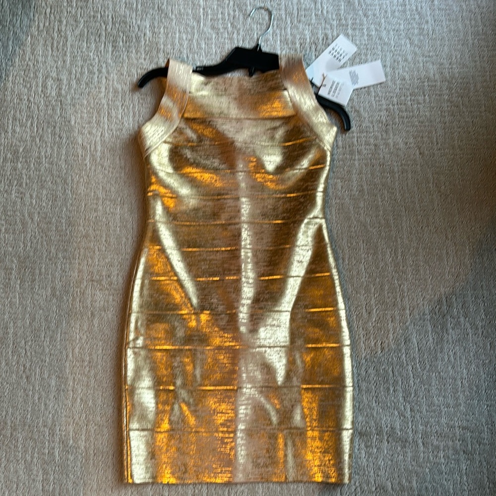 Herve Leger Gold Foil Size M NWT